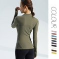 thumbnail image 3 of Ropa de yoga de otoño e invierno para mujer, cuello vertical, cremallera, deportes, secado rápido, ajustado, ropa deportiva de manga larga, chaqueta superior, equipo, ropa de fitness, 3 of 4