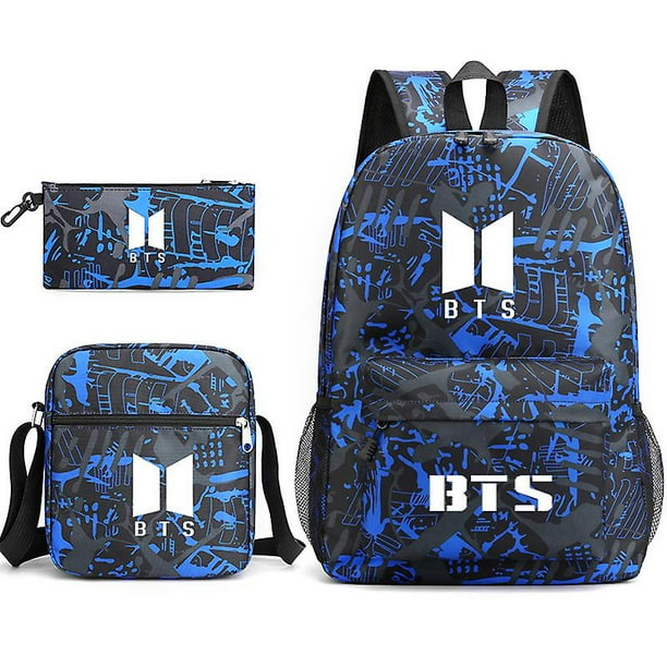 Mochila Bts del mismo estilo para hombres y mujeres mochila para estudiantes bandolera pequena bolsa para lapices conjunto de tres piezas LingWen 8390613753090 Bodega Aurrera en linea
