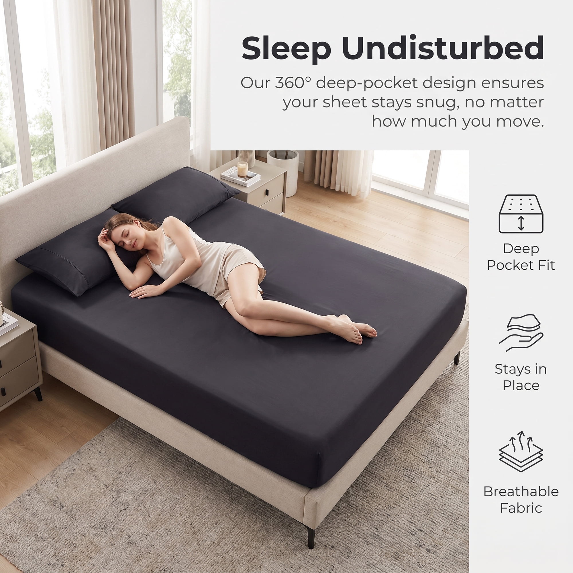 Unique Bargains Microfiber Bed Sheets Cooling for Comfortable Sleep 59.1"x78.7" Grey