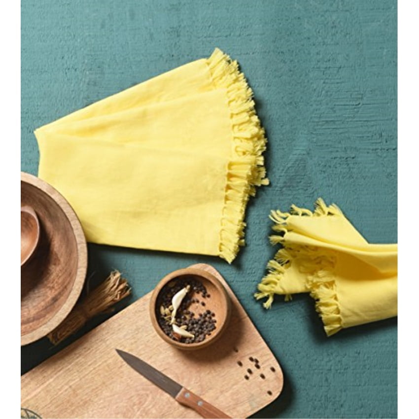 Yellow Kitchen Towels and Dishcloths Cotton Cloth Napkins Set of 4 Tea