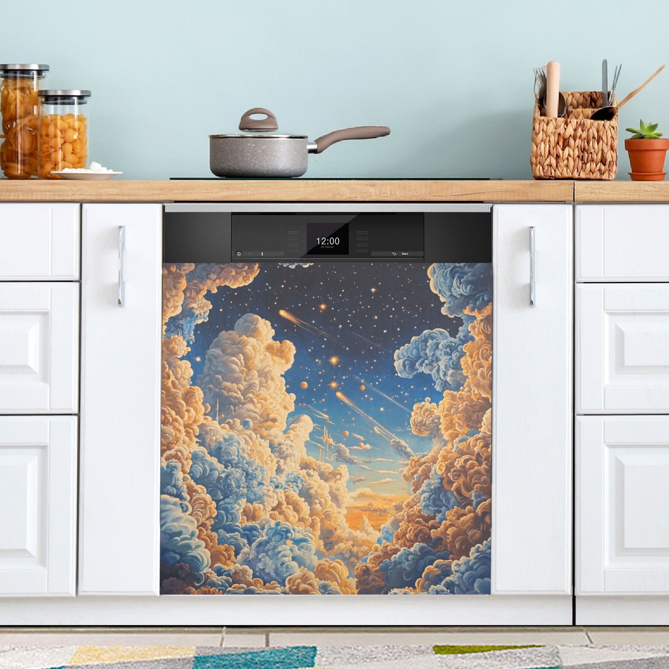Dishwasher Magnetic Sticker 23x26 Inch Refrigerator Magnetic Sticker Washing Machine Magnetic Sticker Kitchen Panel Magnetic Sticker Home Decor Super Beautiful Sky