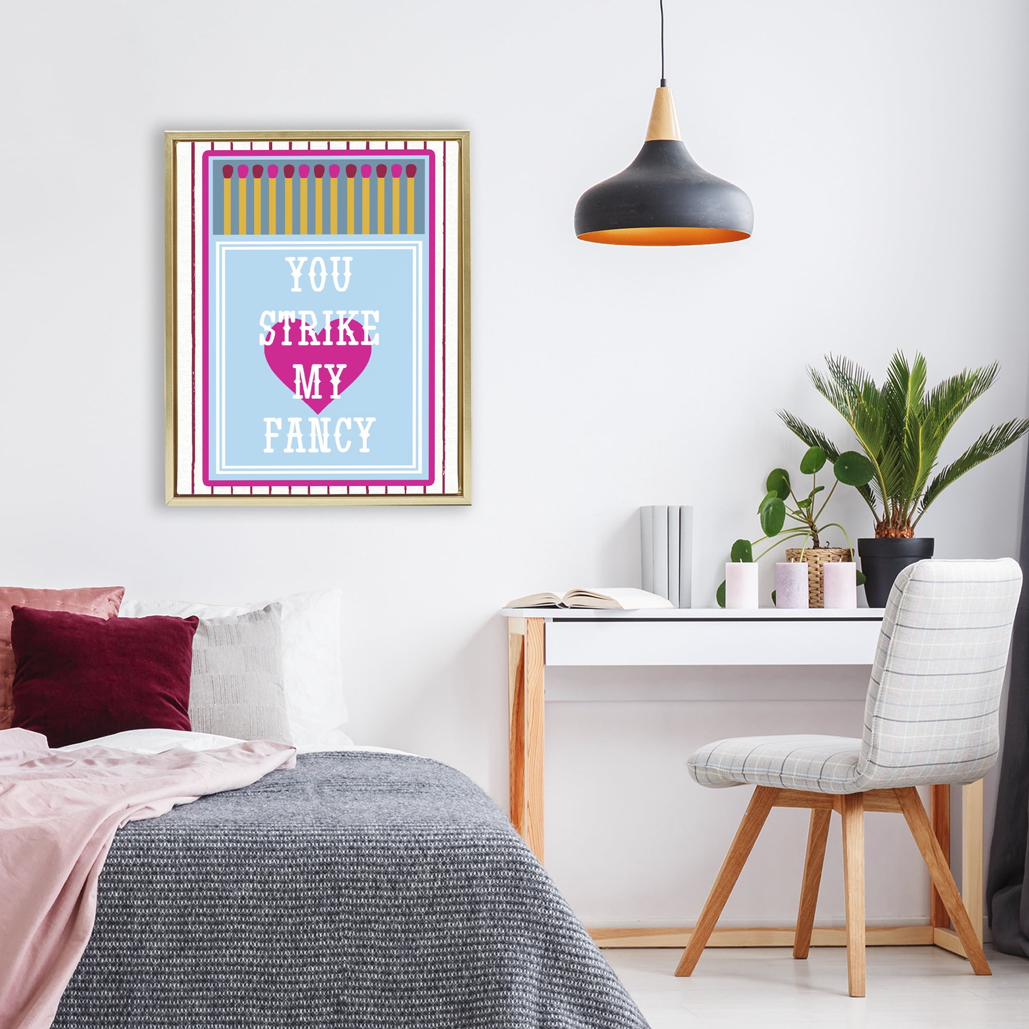 Stupell Industries You Strike My Fancy Gold Framed Floater Canvas Wall Art, design by Lil' Rue