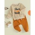 thumbnail image 3 of Suealasg Toddler Baby Boys Thanksgiving Outfits Set Turkey Print Long Sleeve Sweatshirts Jogger Pants 2Pcs Fall Winter Clothes, 3 of 9
