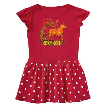 

Inktastic 2021 Year of the Ox New Years Gift Toddler Girl Dress