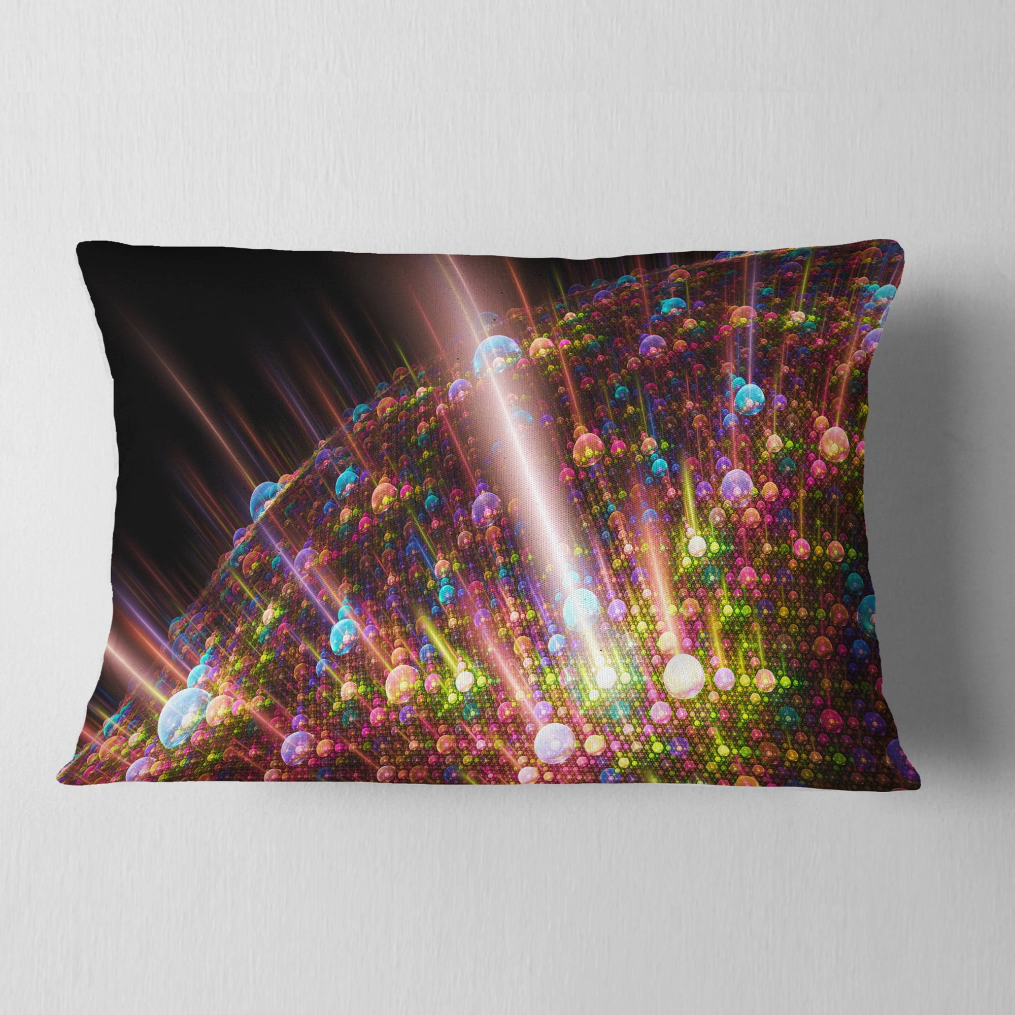 Designart Multi Color Solar Bubbles Planet - Abstract Throw Pillow - 12x20