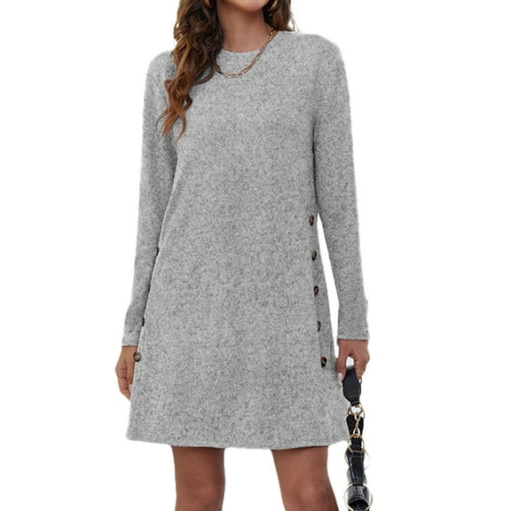 Dress for women, Polyester, Grey, XL