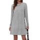 thumbnail image 1 of Vestidos de otoño para mujer Vestido tipo túnica con cuello redondo y botones laterales Vestidos casuales con vuelo （gris）,XL, 1 of 5