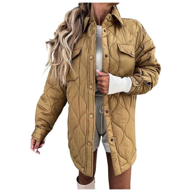 Chaquetas para mujer, ropa de invierno, abrigo de algodón de cuero con solapa cálida de talla grande, chaqueta con botones de manga larga Odeerbi ODB-3