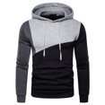 thumbnail image 2 of Fesfesfes Hooded Tops for Men Multicolor Stitching Slim Fit Hooded Pullover Casual Patchwork Sweater Clearance, 2 of 8