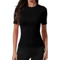 thumbnail image 2 of Women's Workout Tops Dry Fit T Shirts Athletic Short Sleeve Gym Shirts for Women,Running Yoga Active Tees Black L, 2 of 5