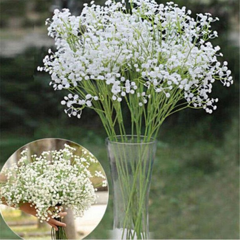 SDJMa Baby's Breath Artificial 2 Forks,Total of 66 White Blooms