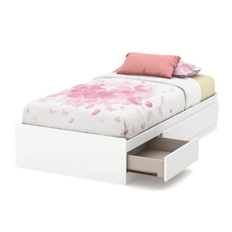 South S Callesto Twin Mates Bed, Tiara Twin Mates Bed Bookcase Headboard White