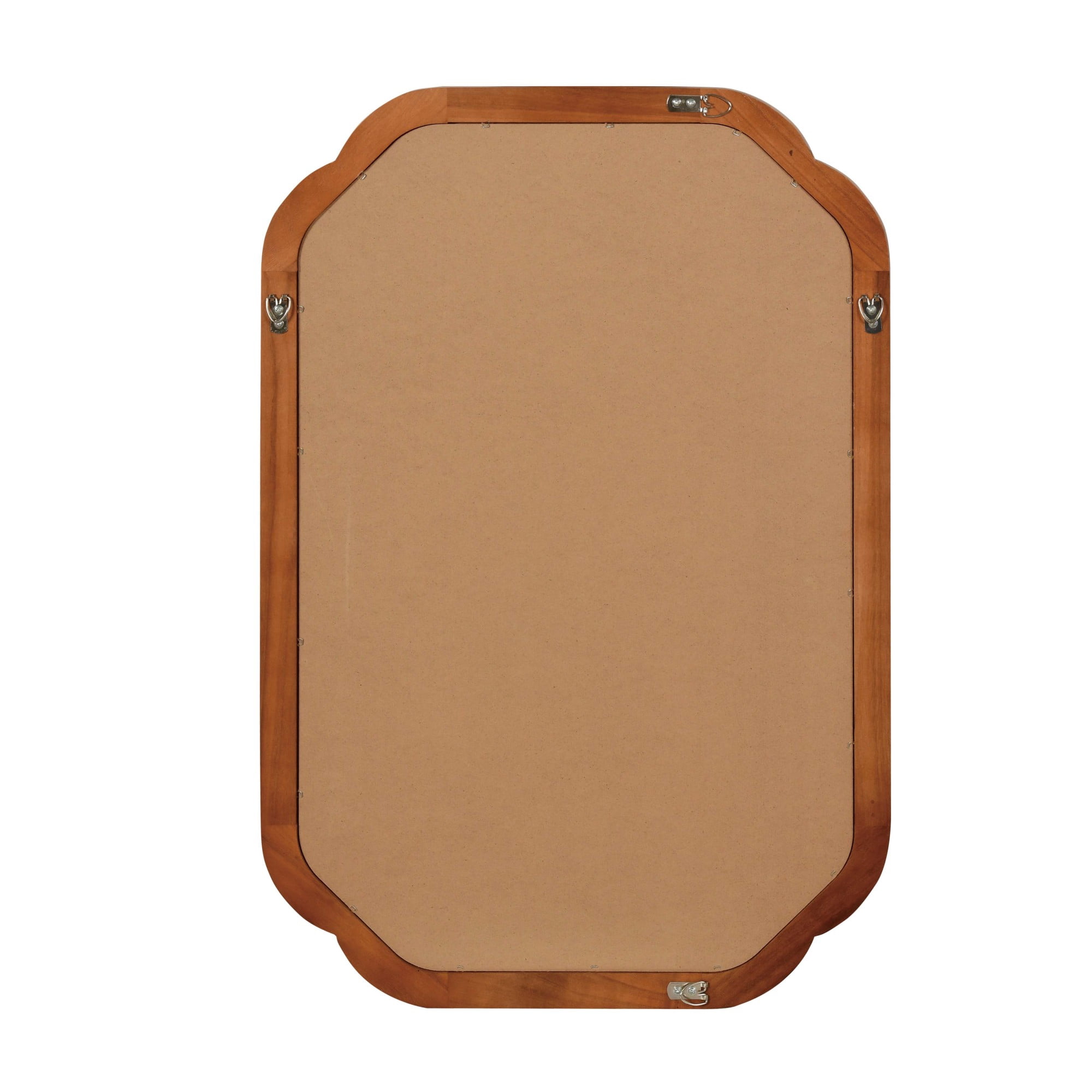 Leumius 24"x 36" Decorative Mirror, Solid Wood Frame Rounded Corner Mirror for Bedroom Bathroom Living Room Entryway Brown