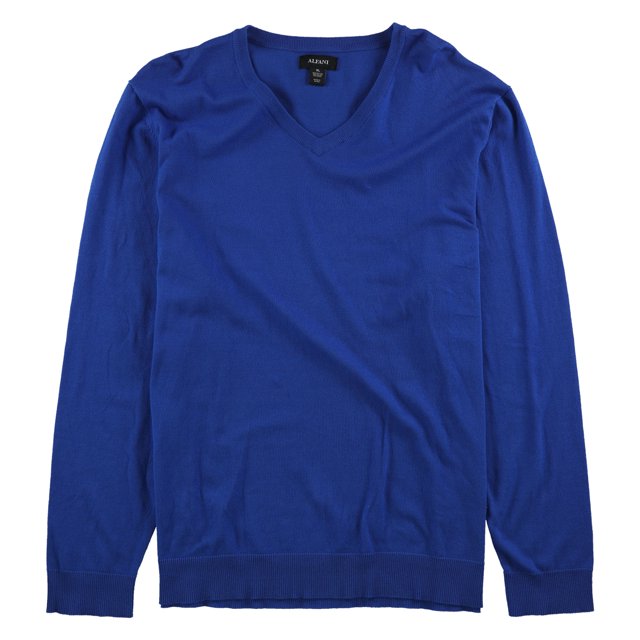 Alfani Mens V-Neck Pullover Sweater, Blue, Small
