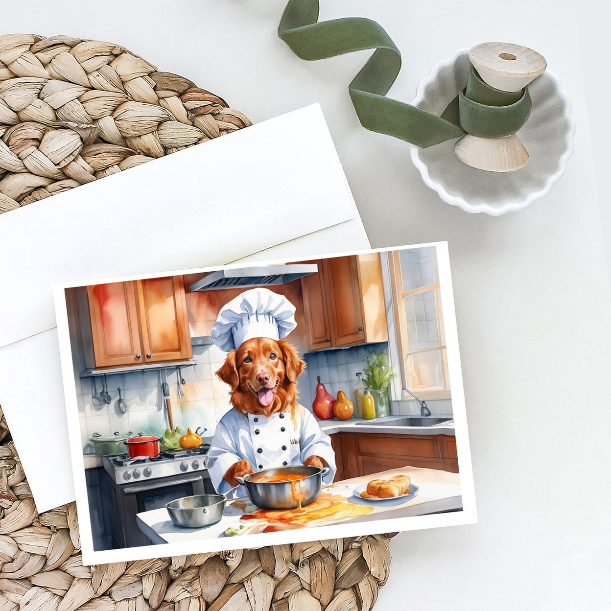 Nova Scotia Duck Tolling Retriever The Chef Greeting Cards Pack of 8 7 in x 5 in
