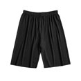 thumbnail image 2 of zeranth Mid-rise Elastic Waistband Pajama Shorts Ribbed Colorfast Breathable Wide Leg Men Ice Silk Pajama Pants Homewear, 2 of 7