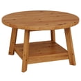 thumbnail image 6 of Fnova 31.5 Inch Solid Wood 2-Tier Round Coffee Table with Storage Shelf, Farmhouse Center Table, Accent Cocktail Table for Living Room, Home Office, Brown, 6 of 15