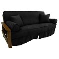 thumbnail image 2 of Blazing Needles Solid Microsuede Double Corded 8 to 9-inch Full Futon Slipcover Set with Four Throw Pillows (Set of 5), 2 of 5