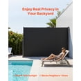 thumbnail image 6 of VEVOR Retractable Side Awning, 71" x 118" Patio Retractable Side Screen with 180 g/m² Polyester Fabric, Waterproof Sunshade Outdoor Privacy Screen Room Divider for Garden, Balcony, Pools, Deck, Black, 6 of 9