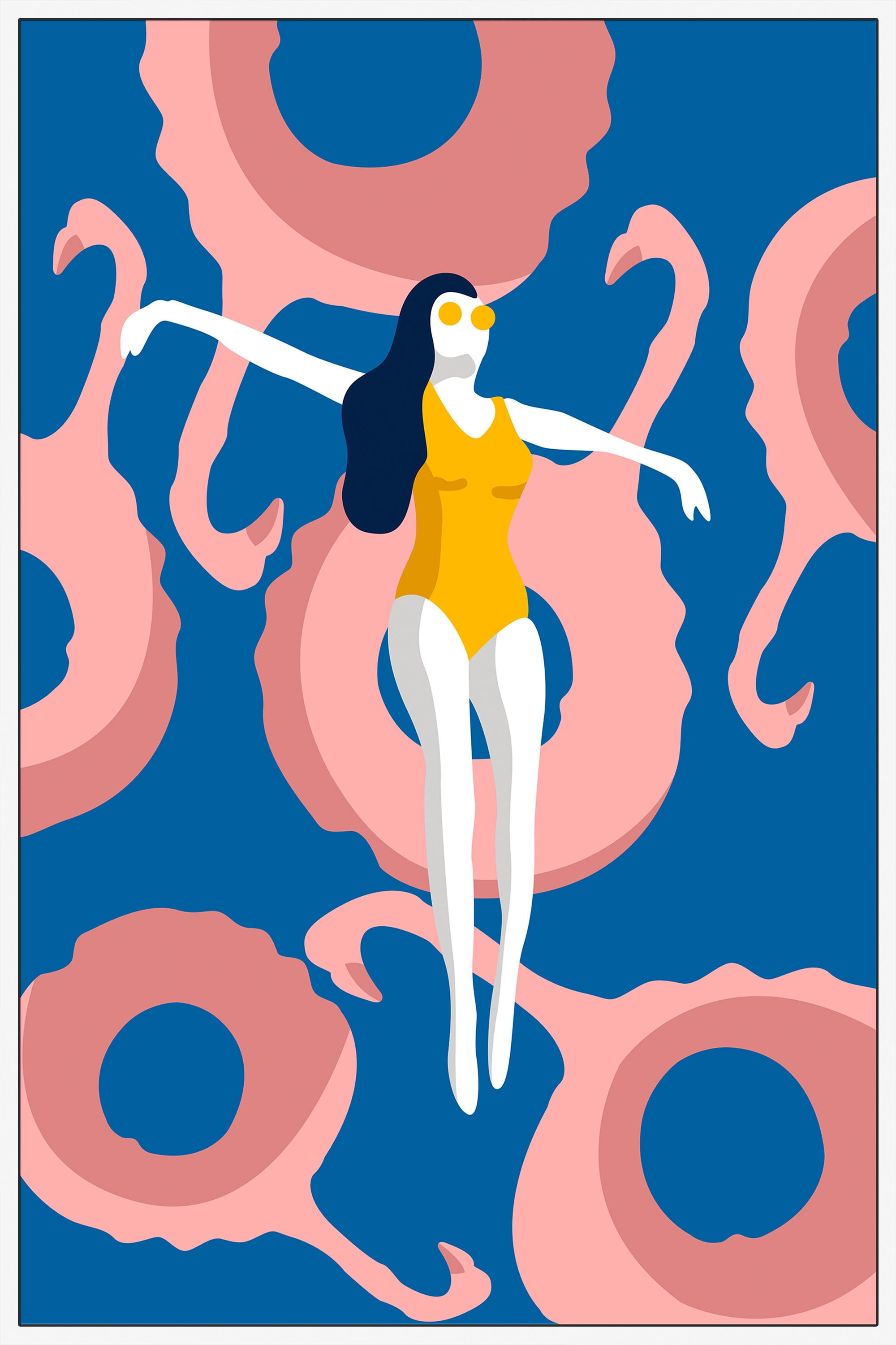 Flamingo Floaters Floater Framed Painting Print on Canvas