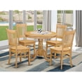 thumbnail image 2 of HomeStock 5 Piece Dining Set Includes a Round Dining Room Table with Pedestal and 4 Wood Seat Chairs, 36x36 Inch,Oak, 2 of 5