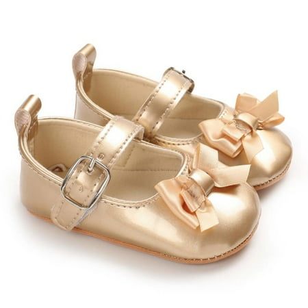 

Promotion!Autumn Baby Girl Princess Mary Jane Shoes with Knotbo Infant Toddler Walking Shoes Soft Sole Flats Wedding Crib Shoes 0-18M