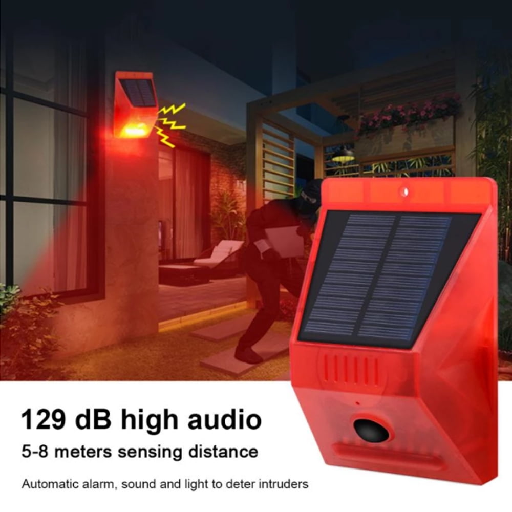 Solar Motion Alarm Sounder Motion Sensor Sound Alarm Decibel Strobe