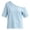 Blue, variant on Womens One Off Shoulder Striped T Shirts- Summer Short Sleeve Casual Trendy Stretchy Loose Fit Asymmetric Tops Red Size M