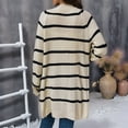 thumbnail image 5 of Women'S Stripe Button Long Cardigan Sweater Casual Fall Knit Sweater Apricot L, 5 of 9