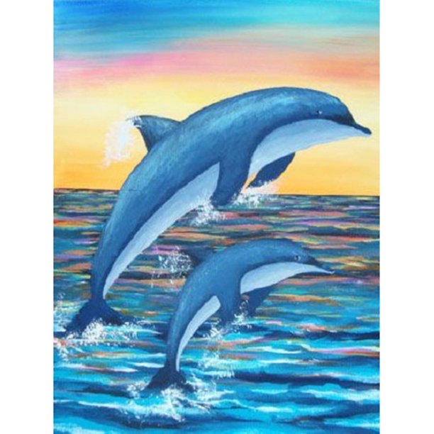 Diamond Painting (DE6711) 5D DIY Dolphin Series Redondo 50x70cm Hugtrwg Para estrenar
