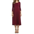 thumbnail image 6 of Gustave Round Neck 3/4 Sleeve Dress for Women Casual T-Shirt Dresses A-line Swing Midi Dress Loose Long Flowy Dresses Plus Size for Wedding Formal Party Work "Red, XL", 6 of 7