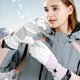 thumbnail image 3 of Light gray women Guantes de esquí impermeables con pantalla táctil, guantes de dedo completo, guantes antideslizantes para montar, 3 of 5