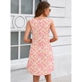 thumbnail image 7 of Women's Summer Square Neck Sleeveless Dress with Pockets, Pink Clustered Blooms Casual A-Line Mini Sundress, Beach Vacation Tank Dress, Size S, 7 of 7