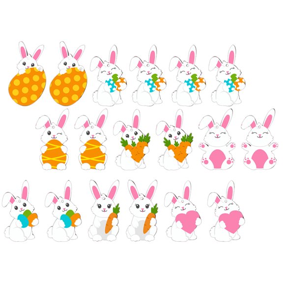 48pcs Wooden Bunny Hanging Ornaments Easter Decorations for Spring Holiday Party Favors and Seasonal Home Decor
