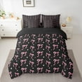 thumbnail image 2 of Feelyou Black Pink Bowknot Bedding Comforter Set 7 Pieces, Princess Kawaii Bow-tie Full Bedding Set, Teens Kids Girls Women Reversible Fitted Sheet Flat Sheet, Lightweight Room Decor, 2 of 7