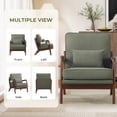 thumbnail image 4 of Bonzy Home Mid-Century Modern Accent Chair, Upholstered Lounge Reading Armchair with Side Storage Pocket & Lumbar Cushion, Comfy Fabric Chair for Living Room Bedroom, Green, 4 of 9