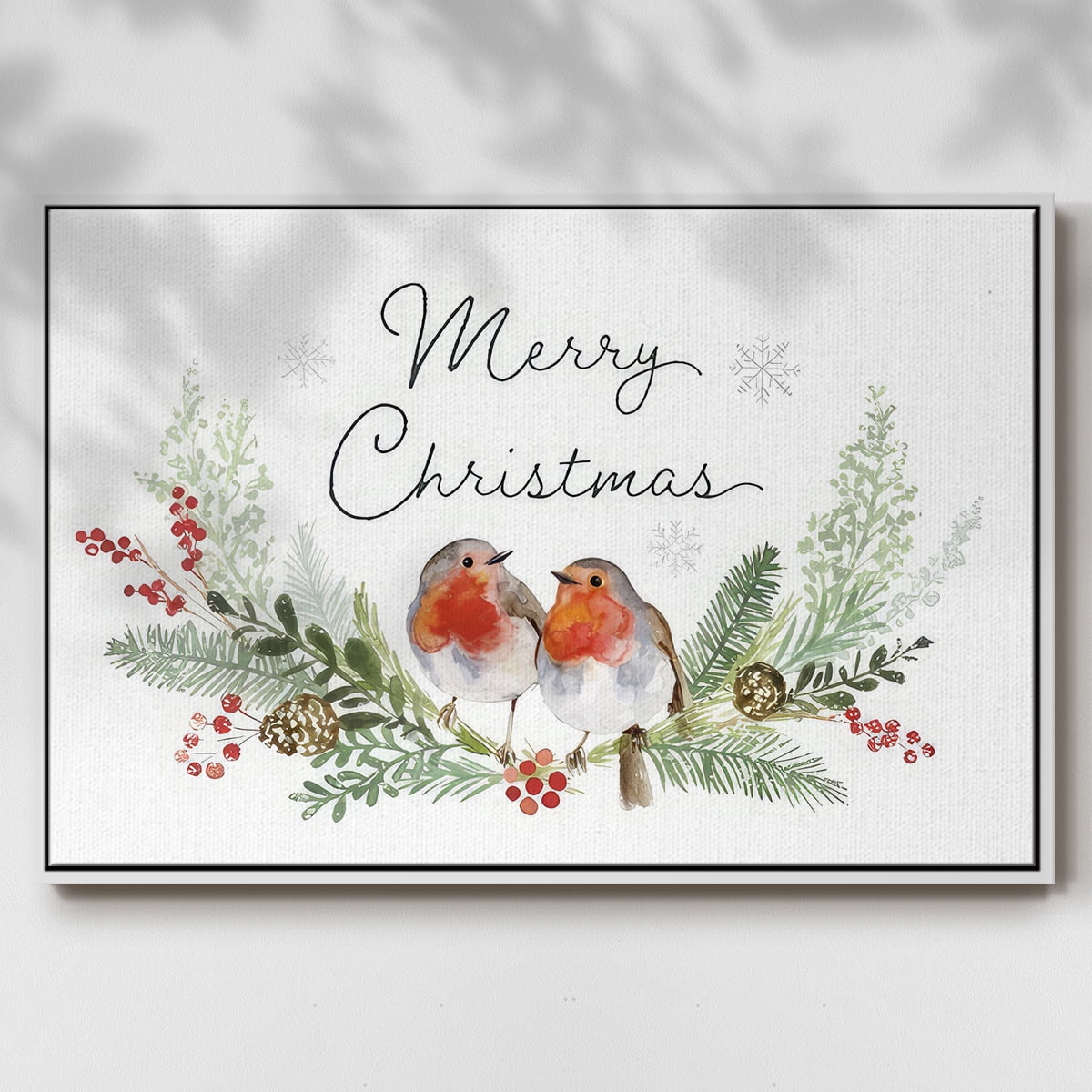Winter Visitor Collection A - Framed Gallery Wrapped Holiday Canvas - 17 x 25 - White Frame