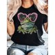 thumbnail image 1 of Valentine's Day Frog and Heart Print T-Shirt, Round Neck Short Sleeve Casual Top for Women, Valentine's Day T-Shirts, Gift Idea, Women's Clothing, 1 of 4