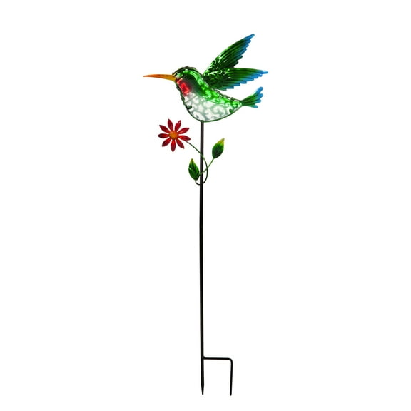 Evergreen 36"H Secret Solar Garden Stake, Hummingbird, 3.2''x 11'' x 37.4'' inches