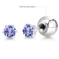 thumbnail image 6 of Gem Stone King Platinum Blue Tanzanite Stud Earrings for Women Men (0.60 Cttw, Gemstone December Birthstone, Round 4MM), 6 of 6