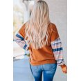 thumbnail image 1 of POGLIP Women's Striped Print Ribbed Knit Patchwork Pullover Top, 1 of 6
