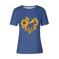 thumbnail image 4 of KIHOUT Nouveau Haut de Mode d'Été pour Femmes 2025, Haut Décontracté à Imprimé Floral pour Dames à Manches Courtes et Col Rond Bleu m, 4 of 4