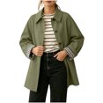 thumbnail image 2 of TGSLY Women's Button Down Trench Coat Casual Collared Long Sleeve Jacket with Plaid Lining Loose Solid Color Mid‑Length Outerwear with Pockets XL, 2 of 8