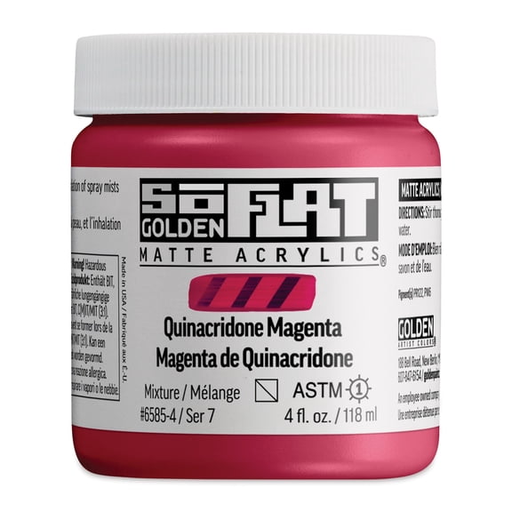 Golden SoFlat Matte Acrylic Paint - Quinacridone Magenta, 118 ml, Jar