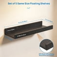 thumbnail image 3 of Sindcom 16inch Floating Shelves for Wall, Wall Shelves for Decor Storage, Wall Mounted Wood Shelves for Bedroom, Living Room, Bathroom, Kitchen, Picture Ledge Shelves, 5 Pack, Black, 3 of 8