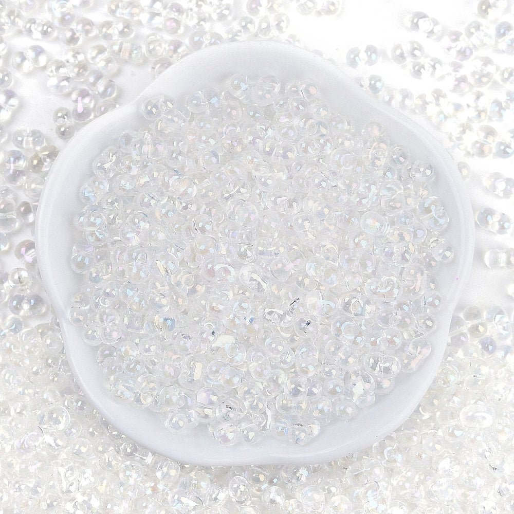 1Pound Transparent Colours Rainbow Glass Seed Beads Round Hole Peanut Clear AB 3.5x6x3.5mm Hole: 0.8mm 4500pcs/pound