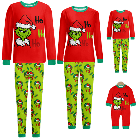 

Holiday Family Matching Christmas Pajamas Set Christmas Santa Monster Cartoon Print Baby-Kids-Adult-Pet Size 2 Pieces Top and Pants Bodysuits Xmas Pjs Set