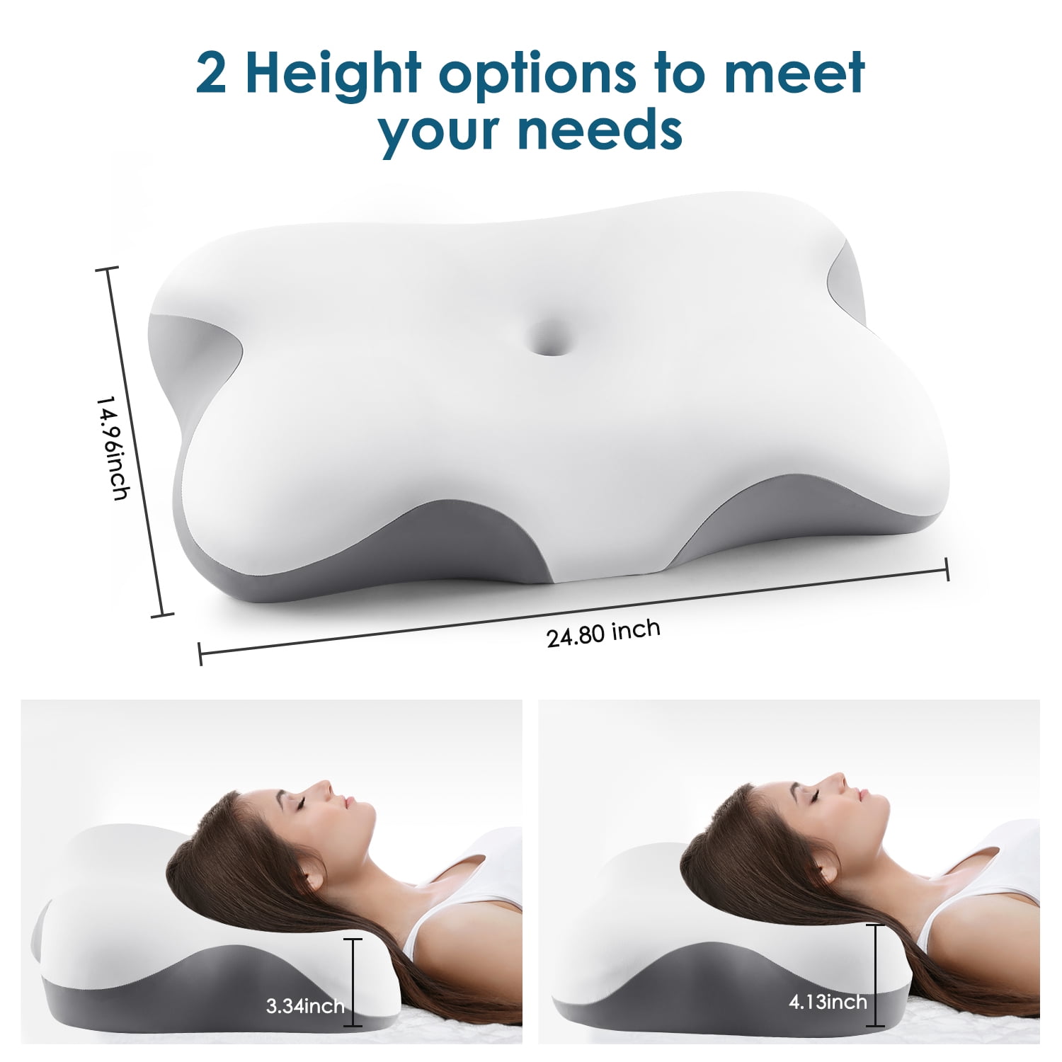 MOONORAH cooling memory foam cervical pillow, relieves pain and aids sleep, ergonomic orthopedic neck pillow with removable cover, suitable for queen-size bed