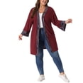 thumbnail image 2 of Agnes Orinda Women's Plus Size Fall Kimono Boho Open Front Midi Cardigan, 2 of 5