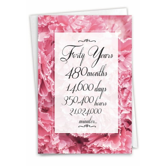 1 Funny Anniversary Card with Envelope - Time Count MIlestones 40 C9091MAG